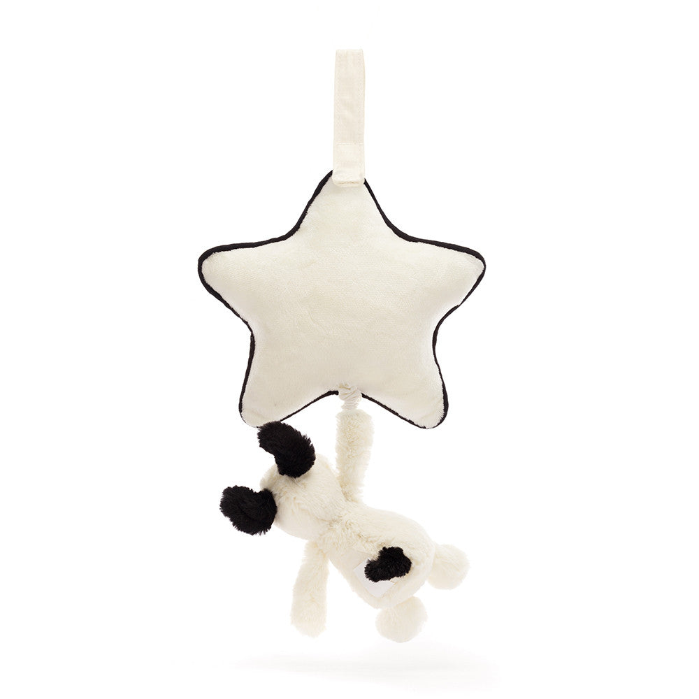 Jellycat Musical Pull Bashful Black & Cream Puppy
