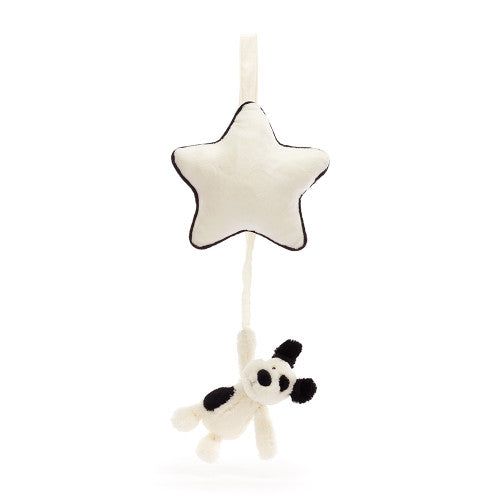 Jellycat Musical Pull Bashful Black & Cream Puppy